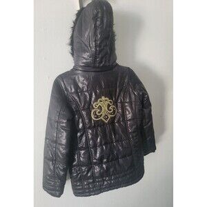 Vintage Dereon fur trim puffer black jacket Size L